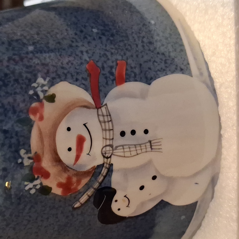 Nwt Vintage. Home Interiors Snowman Glass Candle topper